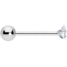 Load image into Gallery viewer, Clear CZ Gem Triangle Top Barbell Tongue Ring
