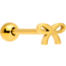 Load image into Gallery viewer, Gold Tone Simple Pretty Bow Barbell Tongue Ring
