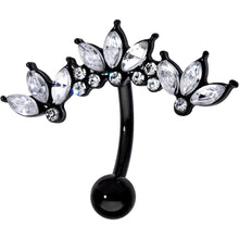 Load image into Gallery viewer, Clear Gem Black Clusters Belly Ring
