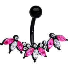 Load image into Gallery viewer, Clear Pink Gem Black Clusters Belly Ring
