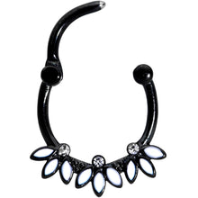 Load image into Gallery viewer, 16G 3/8 Clear Gem Black White Leaves Cartilage Clicker
