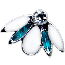 Load image into Gallery viewer, 16G 5/16 Clear Blue Gem White Leaves Labret Monroe Tragus
