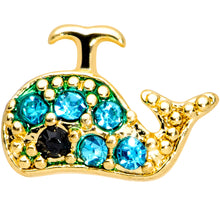 Load image into Gallery viewer, 16G 1/4 Aqua Gem Gold Tone Water Whale Cartilage Tragus
