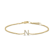 Load image into Gallery viewer, 10K White Gold Diamond Accent "A" Initial Charm and Link Bracelet
