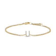Load image into Gallery viewer, 10K White Gold Diamond Accent "A" Initial Charm and Link Bracelet
