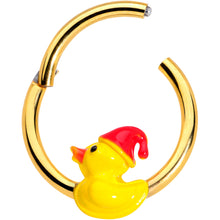 Load image into Gallery viewer, 16G 3/8 Gold Tone Sleepy Duck Hinged Segment Ring
