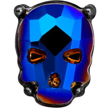 Load image into Gallery viewer, 16G 1/4 Blue Gem Black Sugar Skull Halloween Cartilage Tragus
