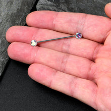Load image into Gallery viewer, 14G Aurora CZ Gem Threadless Industrial Barbell 38mm
