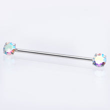 Load image into Gallery viewer, 14G Aurora CZ Gem Threadless Industrial Barbell 38mm
