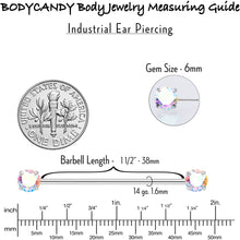 Load image into Gallery viewer, 14G Aurora CZ Gem Threadless Industrial Barbell 38mm
