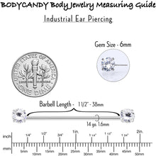 Load image into Gallery viewer, 14G Clear CZ Gem Threadless Industrial Barbell 38mm
