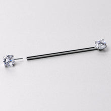 Load image into Gallery viewer, 14G Clear CZ Gem Threadless Industrial Barbell 38mm
