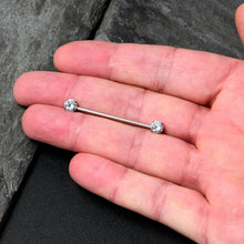 Load image into Gallery viewer, 14G Clear CZ Gem Threadless Industrial Barbell 38mm
