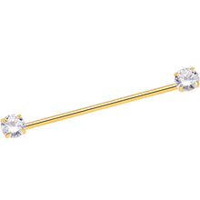 Load image into Gallery viewer, 14G Clear CZ Gem Gold Tone Threadless Industrial Barbell 38mm
