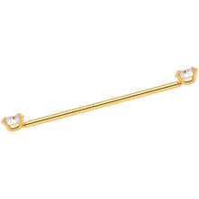 Load image into Gallery viewer, 14G Clear CZ Gem Gold Tone Threadless Industrial Barbell 38mm
