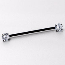 Load image into Gallery viewer, 14G Clear CZ Gem Black Threadless Industrial Barbell 38mm
