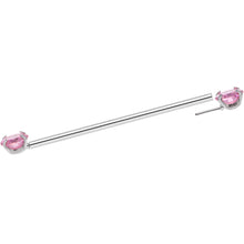 Load image into Gallery viewer, 14G Pink CZ Gem Threadless Industrial Barbell 38mm
