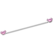 Load image into Gallery viewer, 14G Pink CZ Gem Threadless Industrial Barbell 38mm
