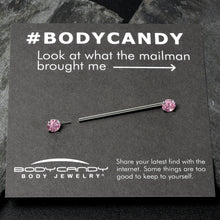 Load image into Gallery viewer, 14G Pink CZ Gem Threadless Industrial Barbell 38mm
