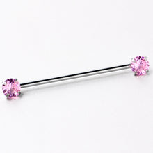 Load image into Gallery viewer, 14G Pink CZ Gem Threadless Industrial Barbell 38mm
