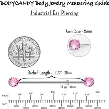 Load image into Gallery viewer, 14G Pink CZ Gem Threadless Industrial Barbell 38mm
