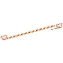 Load image into Gallery viewer, 14G Clear CZ Gem Rose Gold Tone Threadless Industrial Barbell 38mm
