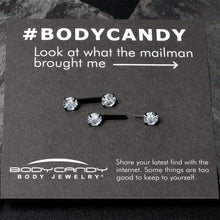 Load image into Gallery viewer, 14G 1/2 Clear CZ Gem Black Threadless Barbell Nipple Ring Set
