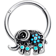 Load image into Gallery viewer, 16G 3/8 Aqua Orb Curvy Elephant Hinged Segment Ring
