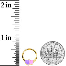 Load image into Gallery viewer, 16G 3/8 Gold Tone Purple Hearts BCR Captive Ring
