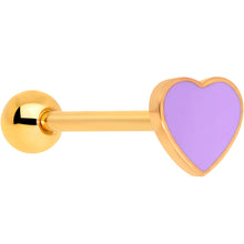 Load image into Gallery viewer, Gold Tone Purple Heart Valentines Day Barbell Tongue Ring
