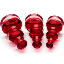Load image into Gallery viewer, Acrylic Fake Blood Filled Halloween Saddle Plug Set 0G to 1 Inch
