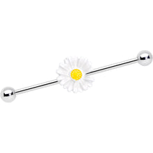 Load image into Gallery viewer, 14G White Daisy Industrial Barbell 38mm
