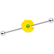 Load image into Gallery viewer, 14G Yellow Daisy Industrial Barbell 38mm
