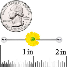 Load image into Gallery viewer, 14G Yellow Daisy Industrial Barbell 38mm
