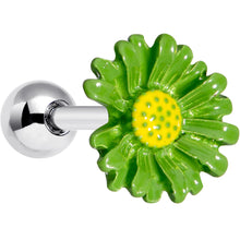 Load image into Gallery viewer, 16G 1/4 Green Daisy Flower Cartilage Tragus Earring
