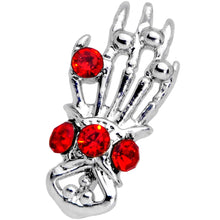 Load image into Gallery viewer, 16G 1/4 Red Gem Skeleton Hand Halloween Cartilage Tragus Earring
