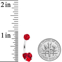 Load image into Gallery viewer, Red CZ Gem Disco Ball Heart Belly Ring
