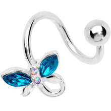 Load image into Gallery viewer, Aqua Aurora Gem Loop Butterfly Spiral Twister Belly Ring
