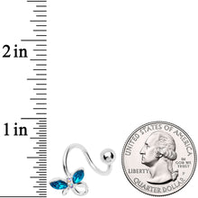 Load image into Gallery viewer, Aqua Aurora Gem Loop Butterfly Spiral Twister Belly Ring
