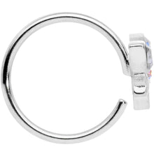 Load image into Gallery viewer, 18G 3/8 Clear Aurora Gem Loop Butterfly Nose Hoop
