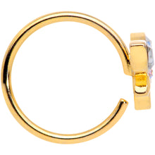 Load image into Gallery viewer, 18G 3/8 Clear Aurora Gem Gold Tone Loop Butterfly Nose Hoop
