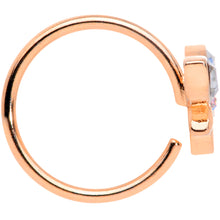 Load image into Gallery viewer, 18G 3/8 Clear Aurora Gem Rose Gold Tone Loop Butterfly Nose Hoop
