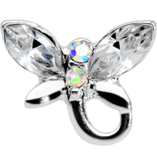 Load image into Gallery viewer, 16G 1/4 Clear Aurora Gem Loop Butterfly Cartilage Tragus Earring
