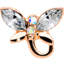 Load image into Gallery viewer, 16G 1/4 Clear Gem Rose Gold Tone Loop Butterfly Cartilage Tragus
