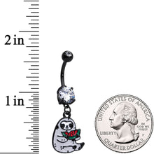 Load image into Gallery viewer, Clear CZ Gem Black Watermelon Sloth Dangle Belly Ring
