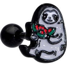 Load image into Gallery viewer, 16G 1/4 Black Watermelon Sloth Cartilage Tragus Earring
