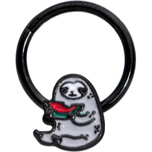 Load image into Gallery viewer, 16G 3/8 Black Watermelon Sloth Hinged Segment Ring
