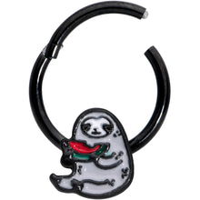 Load image into Gallery viewer, 16G 3/8 Black Watermelon Sloth Hinged Segment Ring
