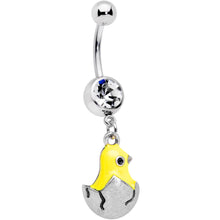 Load image into Gallery viewer, Clear Gem Hatching Easter Chick Dangle Belly Ring
