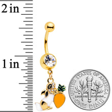 Load image into Gallery viewer, Clear Gem Gold Tone Carrot Bunny Dangle Belly Ring
